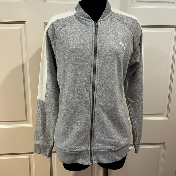Puma Women's Heather Gray Half Collar French Terry Zip Up Track Jacket Sz XL/TG - Picture 1 of 11